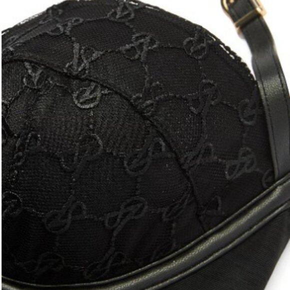 NWT Victoria's Secret Teddy Very Sexy VS Logo Balconette Faux-Leather Trim XXL - Picture 3 of 14